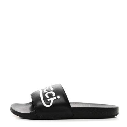 Gucci Nappa Cat Logo Womens Pursuit Slide Sandals 40 Black 1 of 10