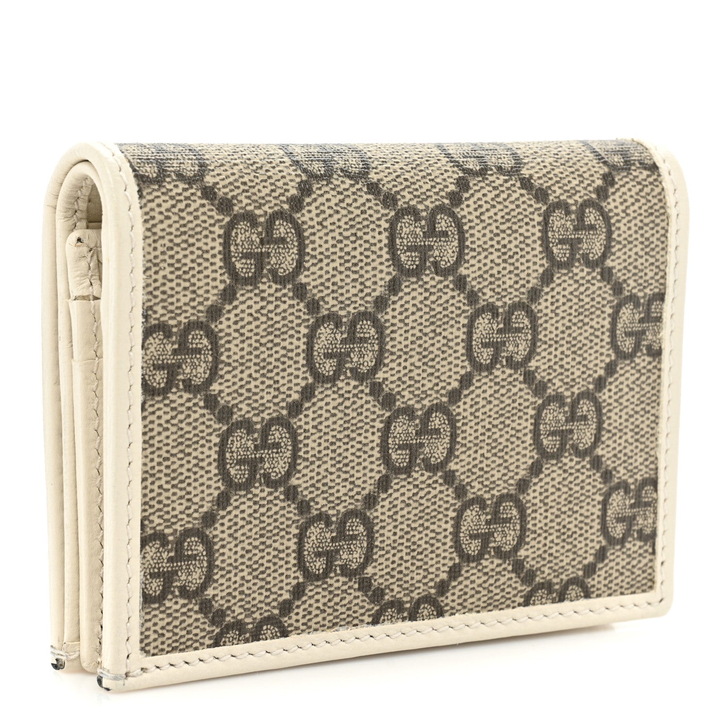 Gucci GG Supreme Monogram Azalea Calfskin Horsebit 1955 Card Case Wallet Beige Ebony Mystic White 3 of 12