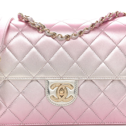Chanel Metallic Lambskin Quilted Large Like A Wallet Flap Golden Pink 8 of 15
