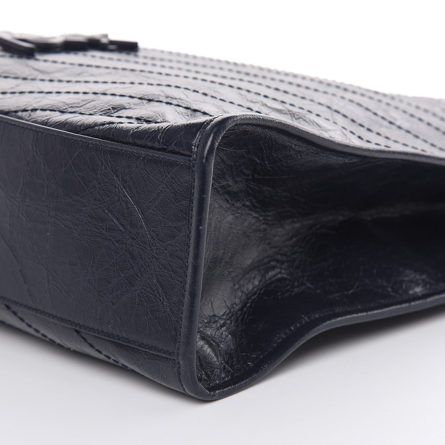 Crinkled Calfskin Matelasse Monogram Niki Shoulder Bag Deep Marine