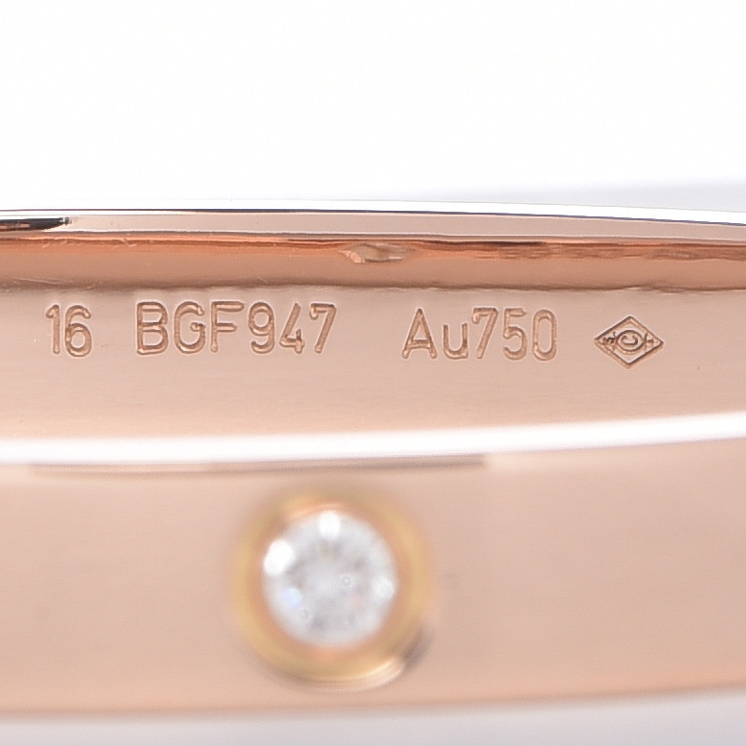 Cartier 18K Pink Gold 4 Diamond LOVE Bracelet 16 7 of 8