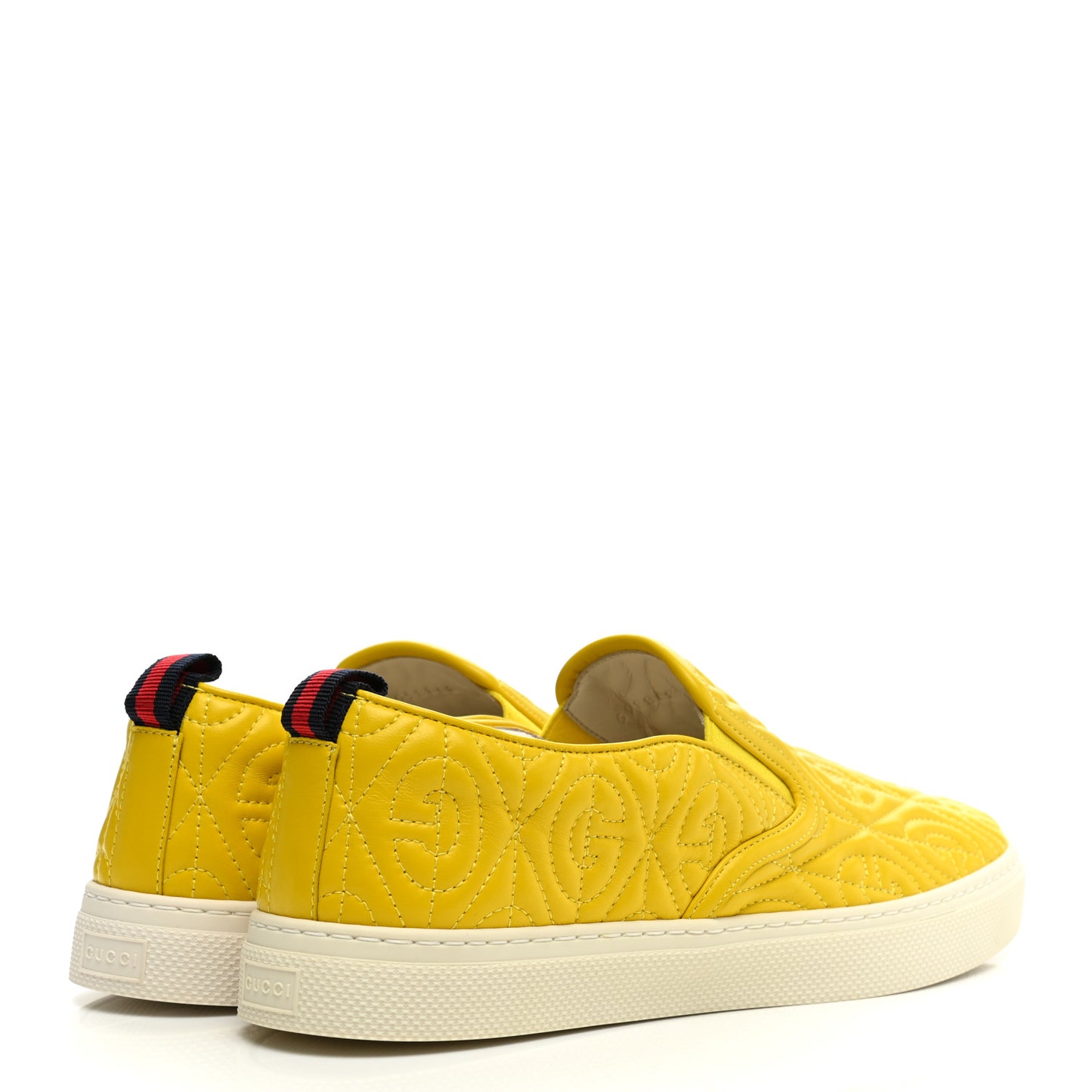 Nappa Web G Rhombus Quilted Mens Slip On Sneakers 8.5 Straw Yellow Mimosa