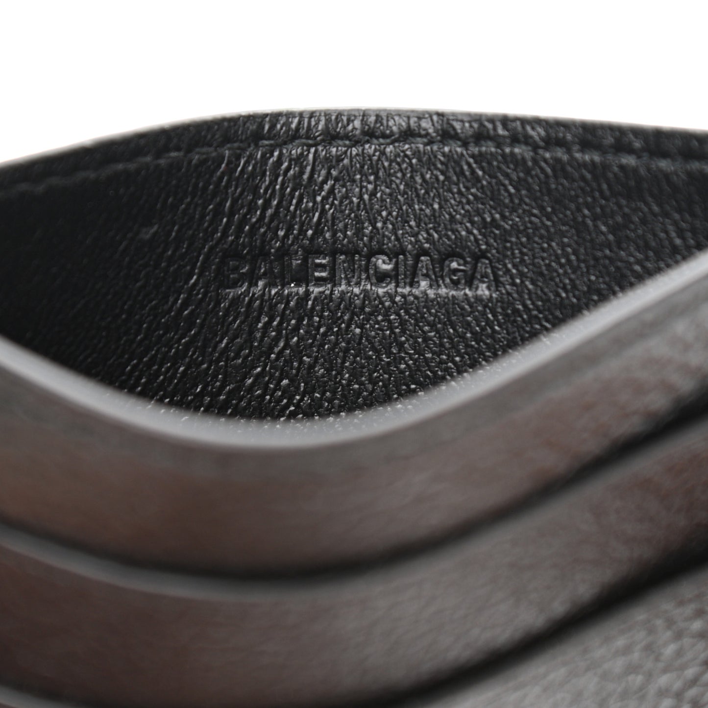 Grained Calfskin Logo Cash Card Holder Black White