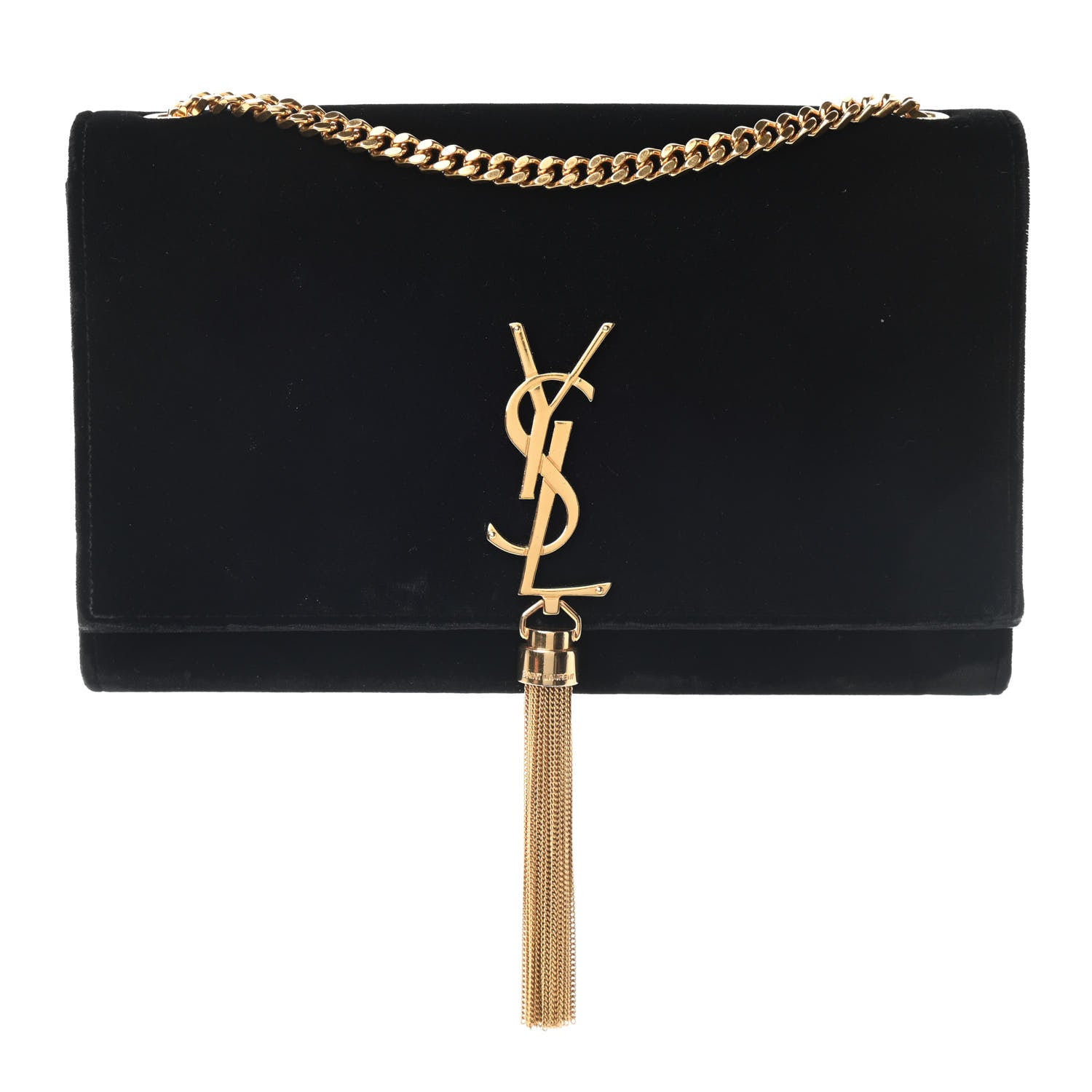 Saint Laurent Velvet Medium Monogram Kate Tassel Shoulder Bag Black 1 of 8