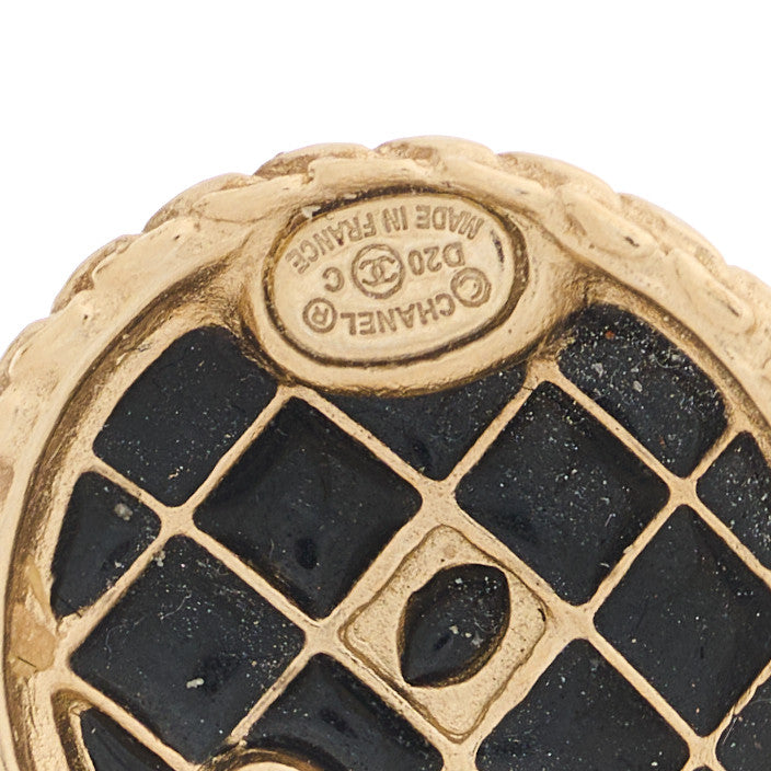 Chanel Resin CC Chain Round Earrings Gold Black 4 of 4