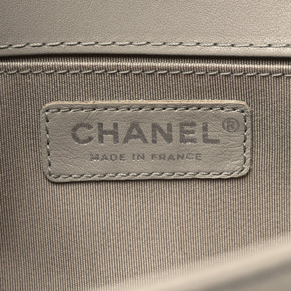 Chanel Lambskin Quilted Medium Top Handle Boy Flap Grey Green Red 6 of 10