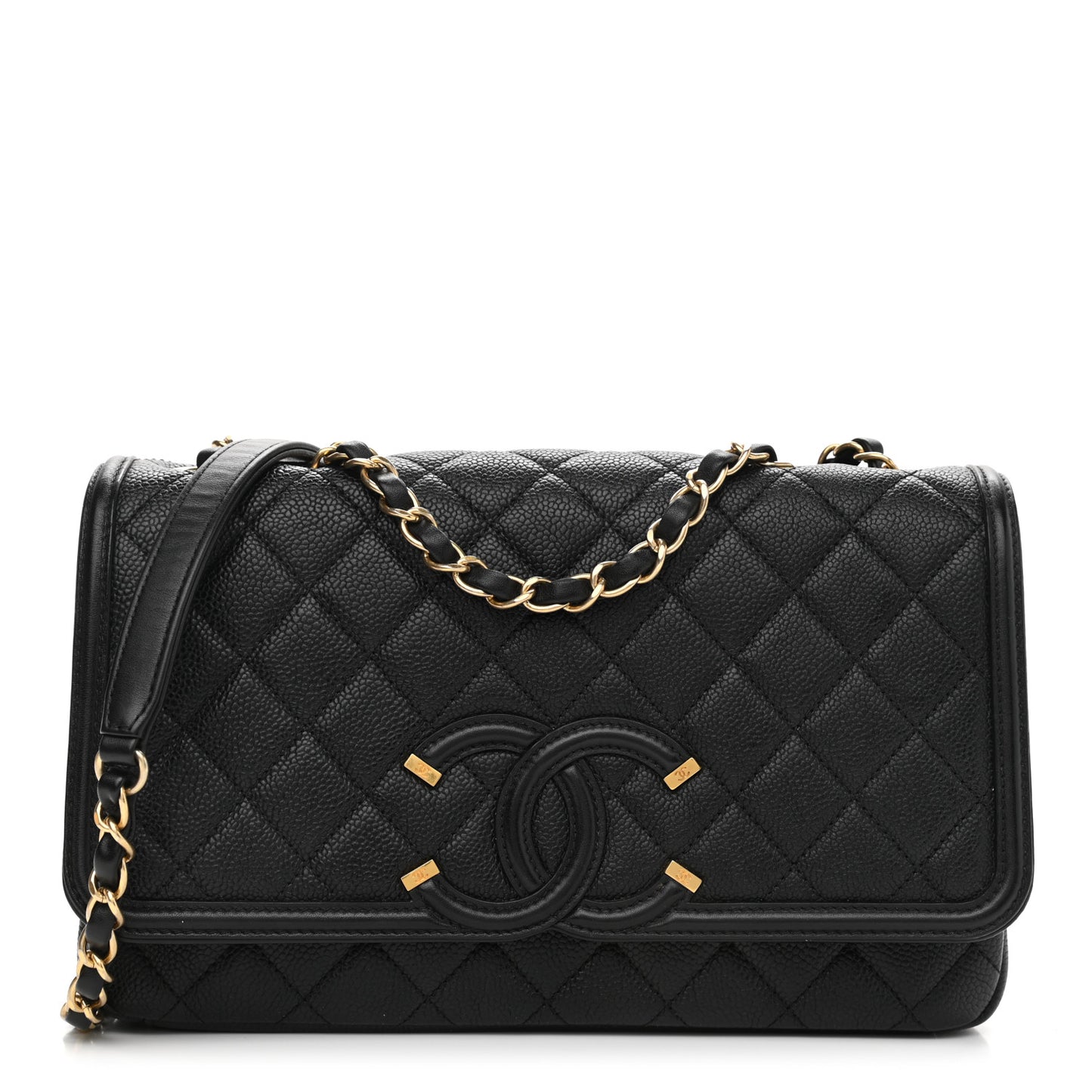 Caviar Quilted Medium CC Filigree Flap Black