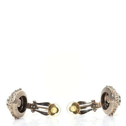 Chanel Enamel CC Oval Clip On Earrings Gold Black 3 of 5