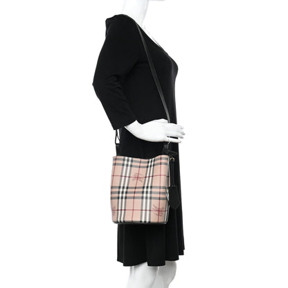 Burberry Haymarket Check Colours Small Lorne Bucket Crossbody Black 2 of 9