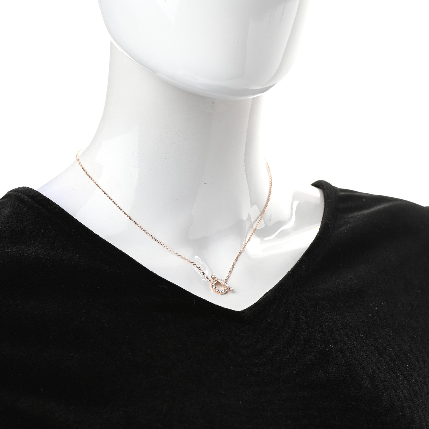 Hermes 18K Rose Gold Diamond Finesse Pendant Necklace 2 of 5