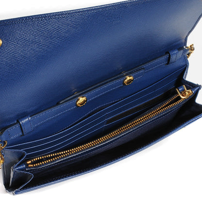 Prada Saffiano Metal Oro Chain Wallet Bleuette 5 of 9