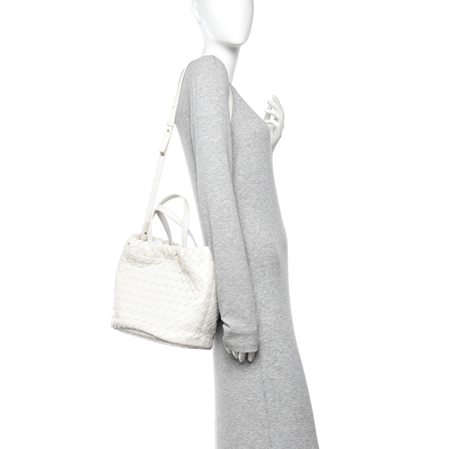 Bottega Veneta Calfskin Intrecciato Small Castello Bucket Bag White 2 of 12