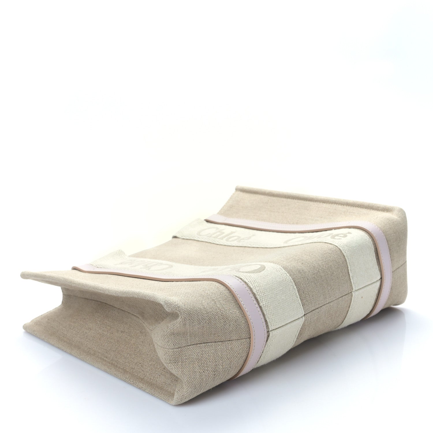 Chloe Linen Calfskin Medium Woody Ribbon Tote Cement Pink 4 of 8