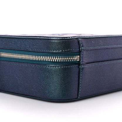Chanel Iridescent Caviar Quilted Medium CC Filigree Vanity Case Dark Turquoise 8 of 11