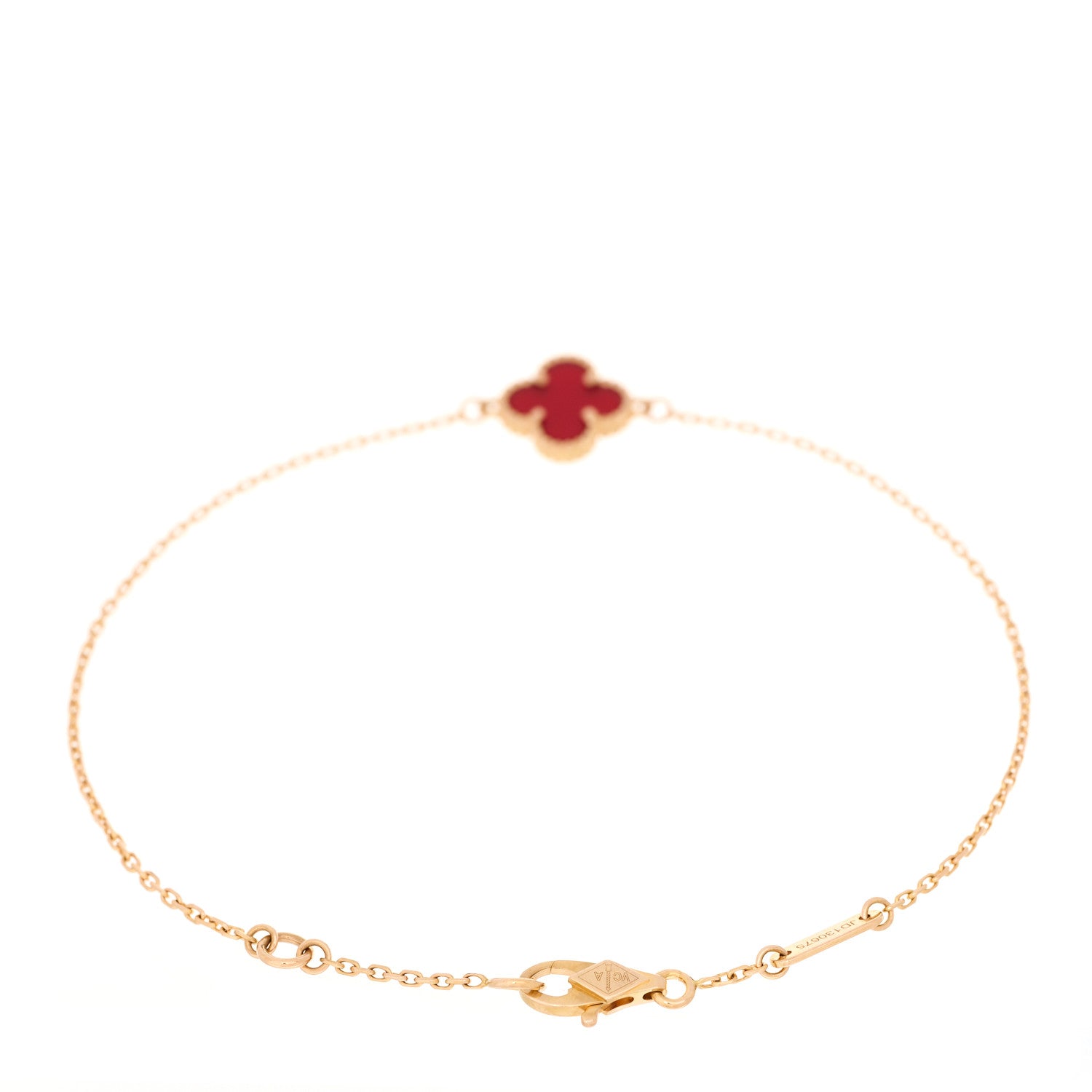 Van Cleef & Arpels 18K Rose Gold Carnelian Sweet Alhambra Bracelet 2 of 3
