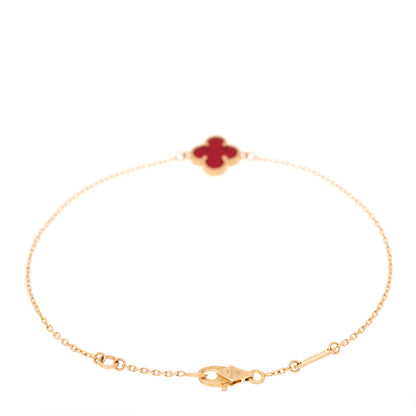 Van Cleef & Arpels 18K Rose Gold Carnelian Sweet Alhambra Bracelet 2 of 3