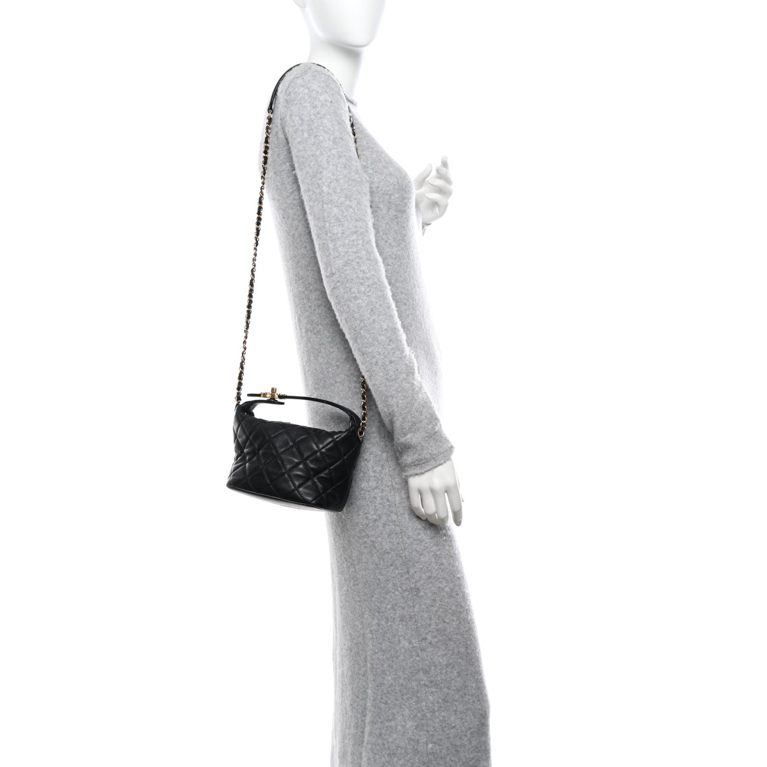 Chanel Lambskin Quilted Small Perfect Meeting Hobo Black 2 of 10