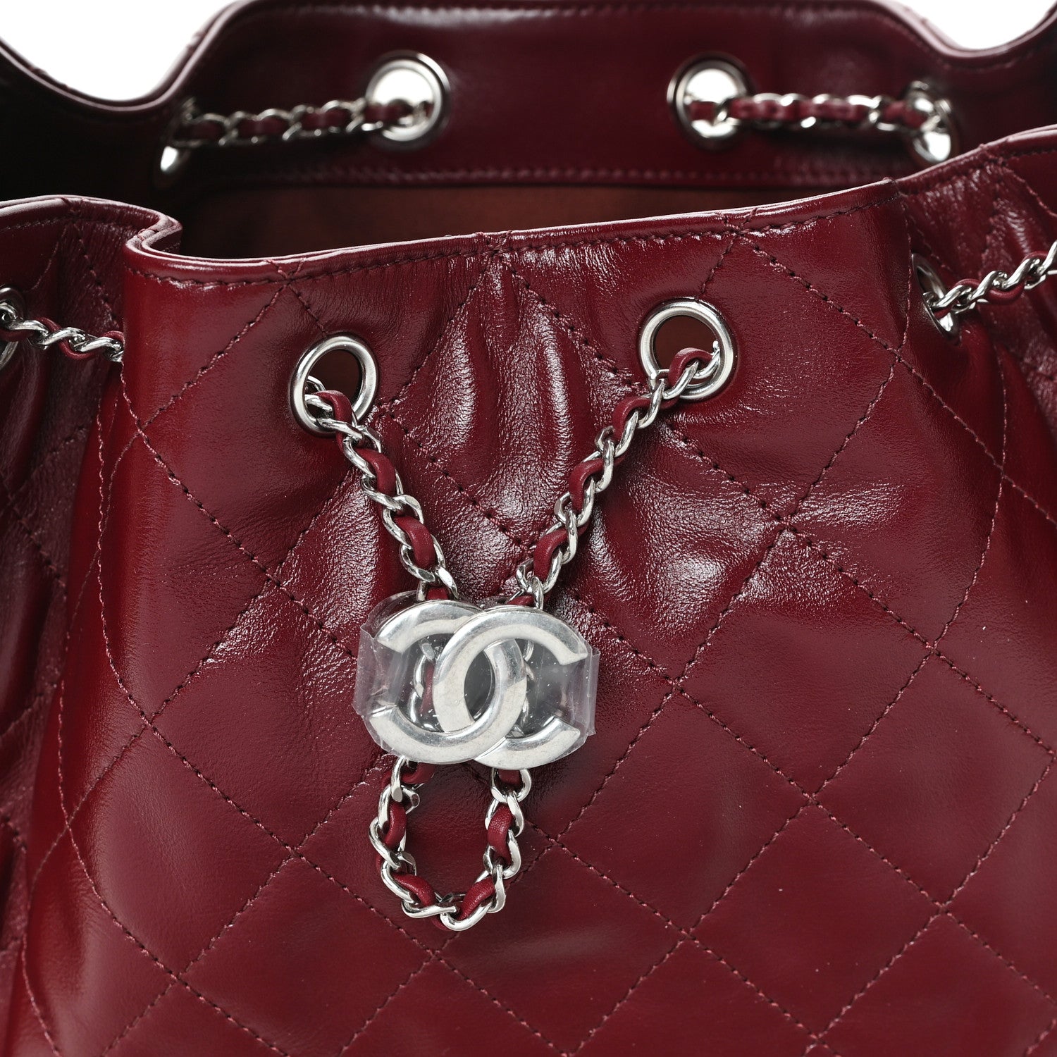 Chanel Shiny Crumpled Calfskin Quilted Small Chanel 25 Handbag Burgundy 8 of 11
