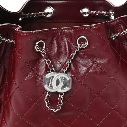 Chanel Shiny Crumpled Calfskin Quilted Small Chanel 25 Handbag Burgundy 8 of 11