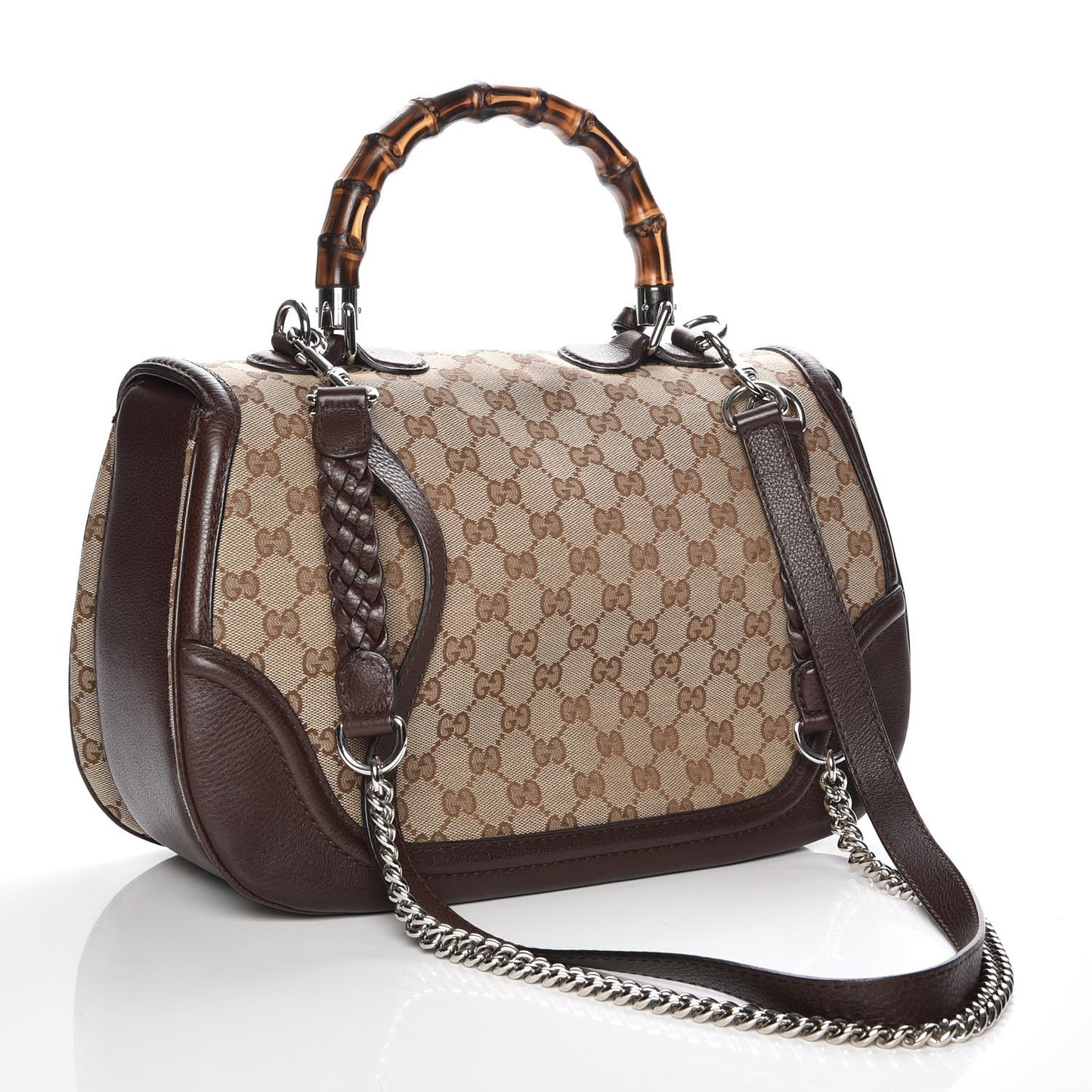 Monogram Large New Bamboo Top Handle Bag Brown