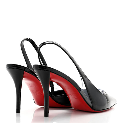 Christian Louboutin Patent Posticha 80 Slingback Pumps 38.5 Black 4 of 9
