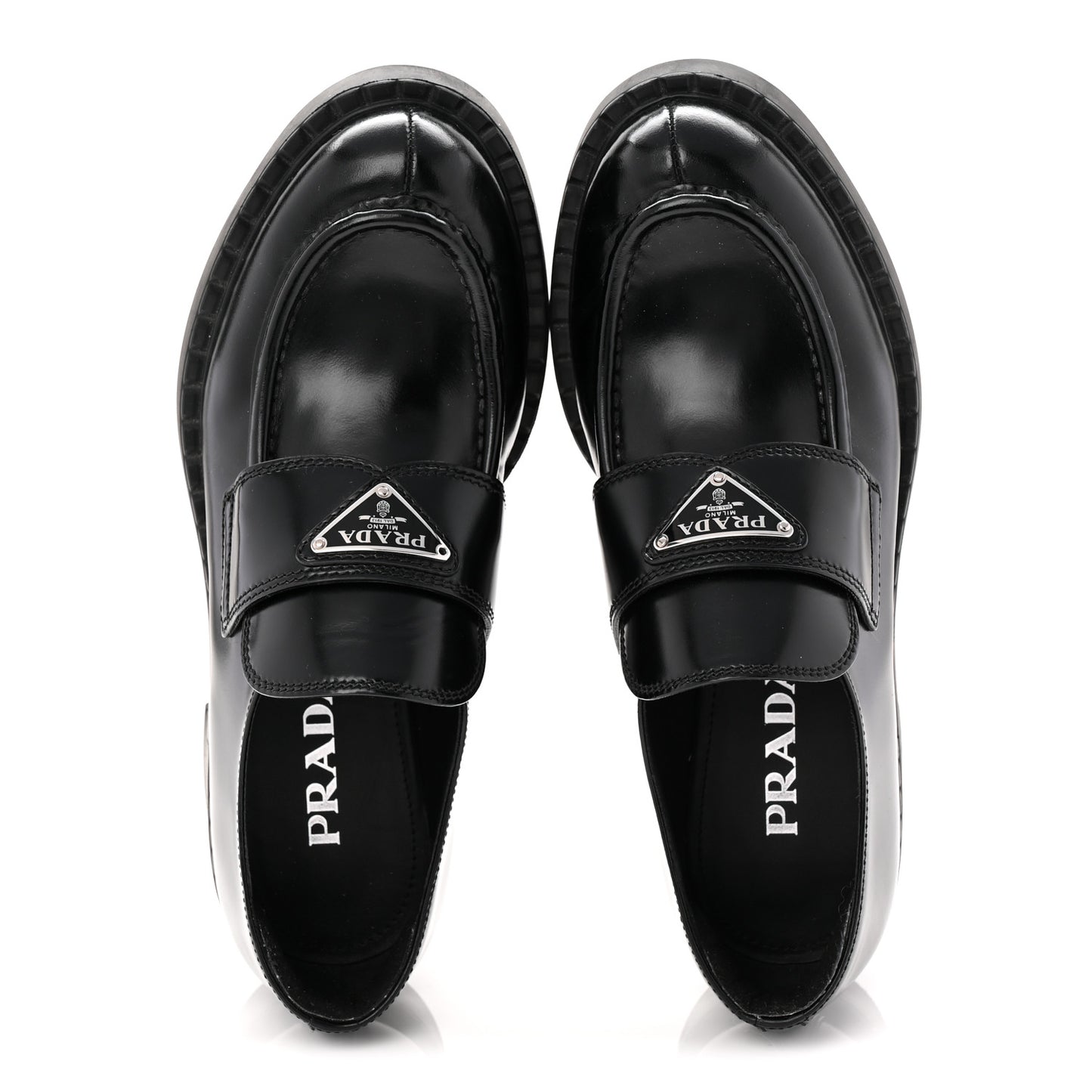 Spazzolato Metal Triangle Logo 50mm Loafers 38 Black