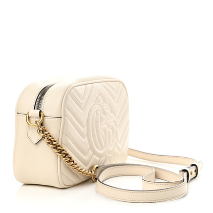 Gucci Calfskin Matelasse Small GG Marmont Chain Shoulder Bag White 3 of 12