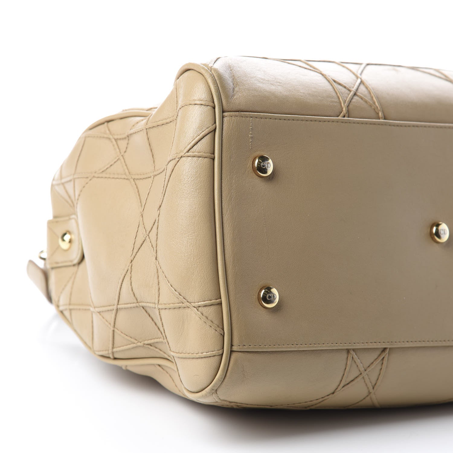 Christian Dior Lambskin Cannage Granville Polochon Beige 6 of 12