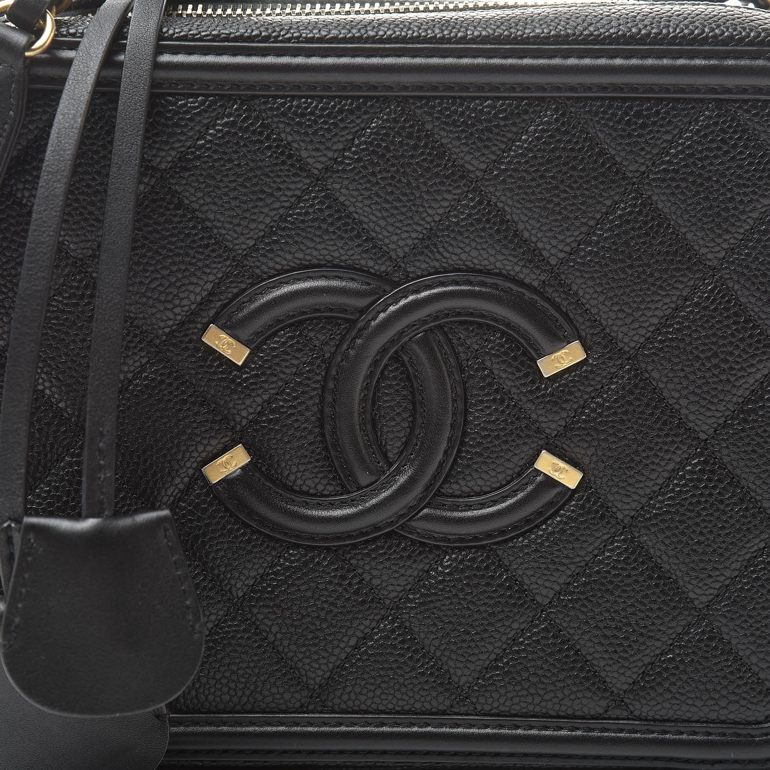 Chanel Caviar Quilted Medium CC Filigree Vanity Case Black 8 of 12