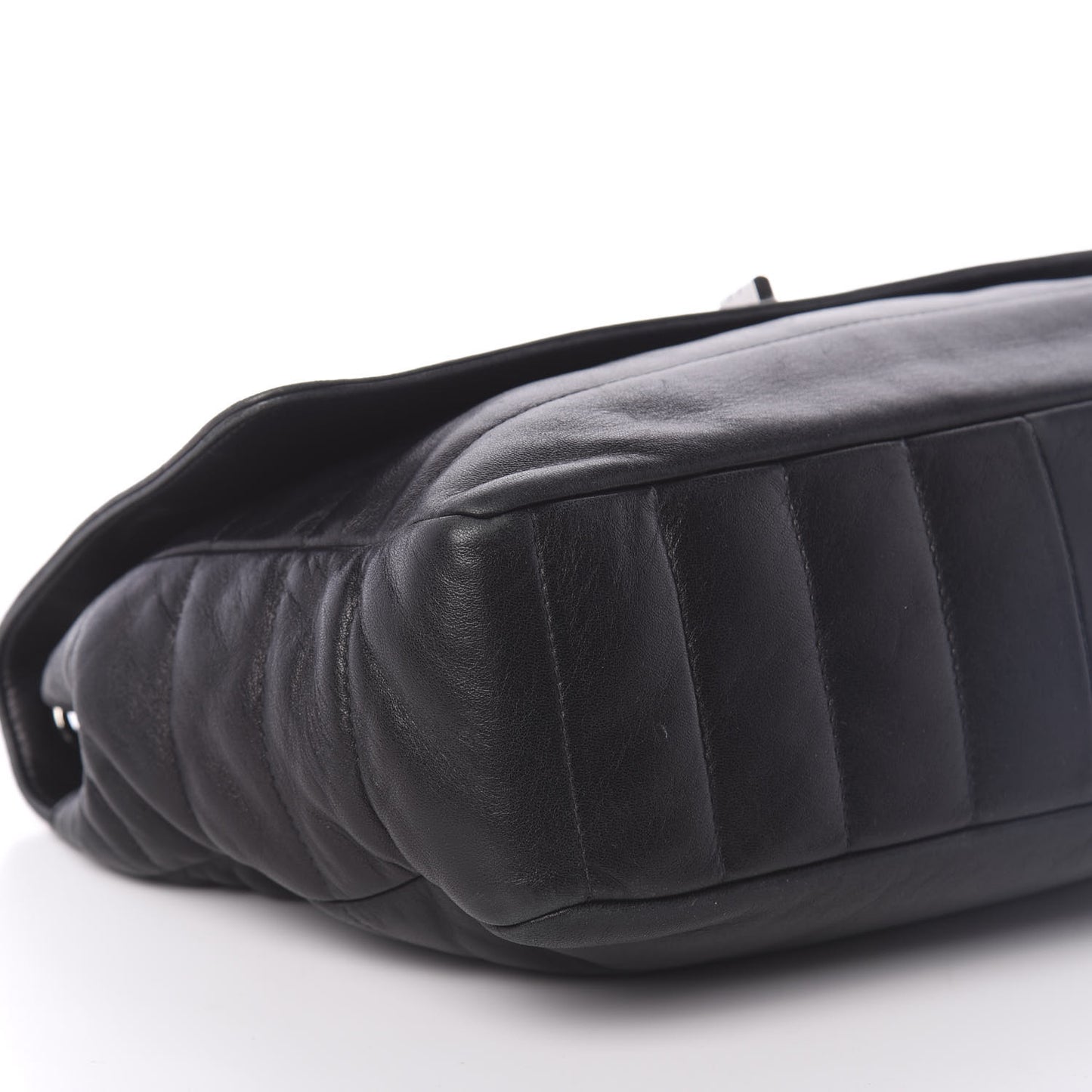 Lambskin Horizontal Quilt Mademoiselle Flap Black