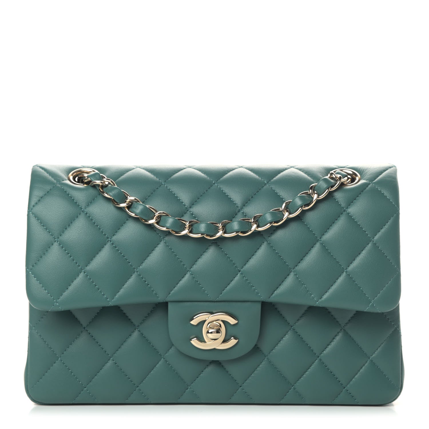 Chanel Lambskin Quilted Small Double Flap Green 1 of 6