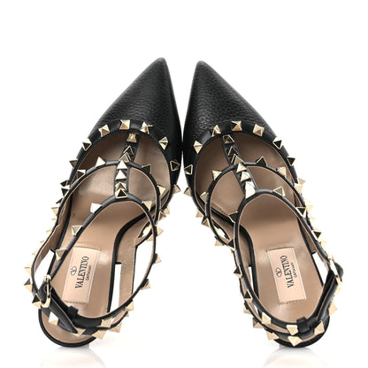 Valentino Garavani Calfskin Nappa Rockstud Ankle Strap 100mm Pumps 37 Black 2 of 14