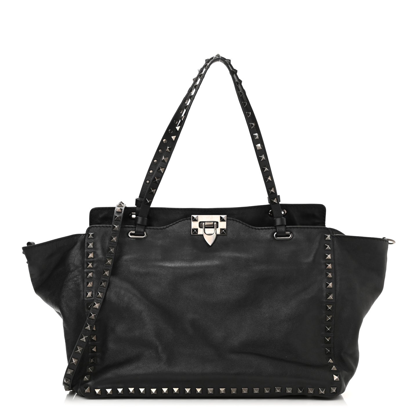 Vitello Medium Rockstud Tote Black