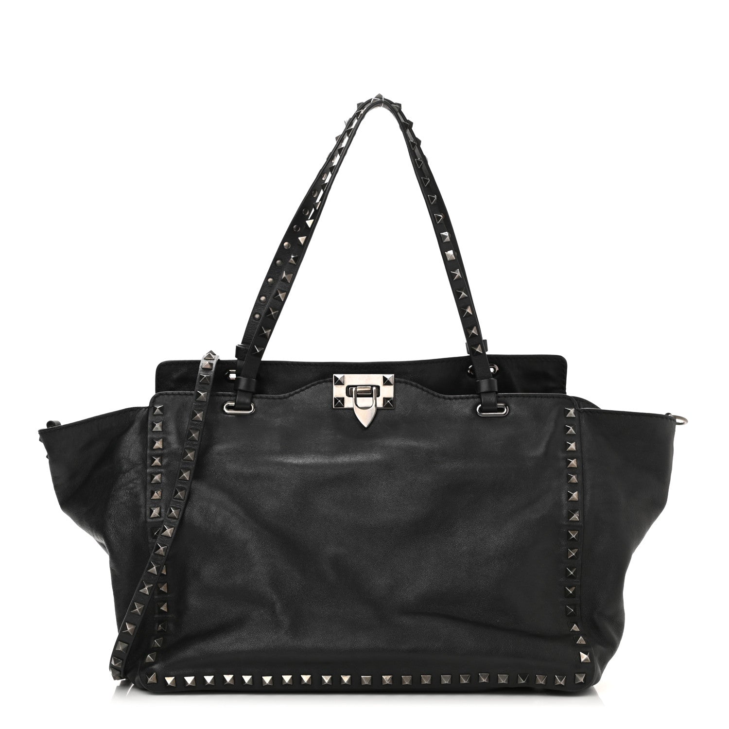 Valentino Garavani Vitello Medium Rockstud Tote Black 1 of 10