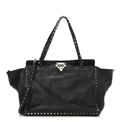 Valentino Garavani Vitello Medium Rockstud Tote Black 1 of 10