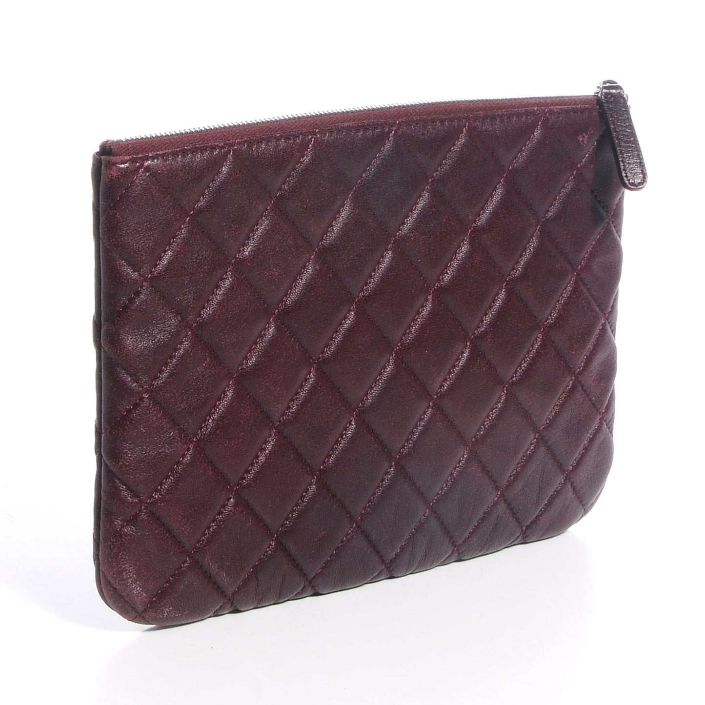 Lambskin Quilted Medium Cosmetic Case Burgundy