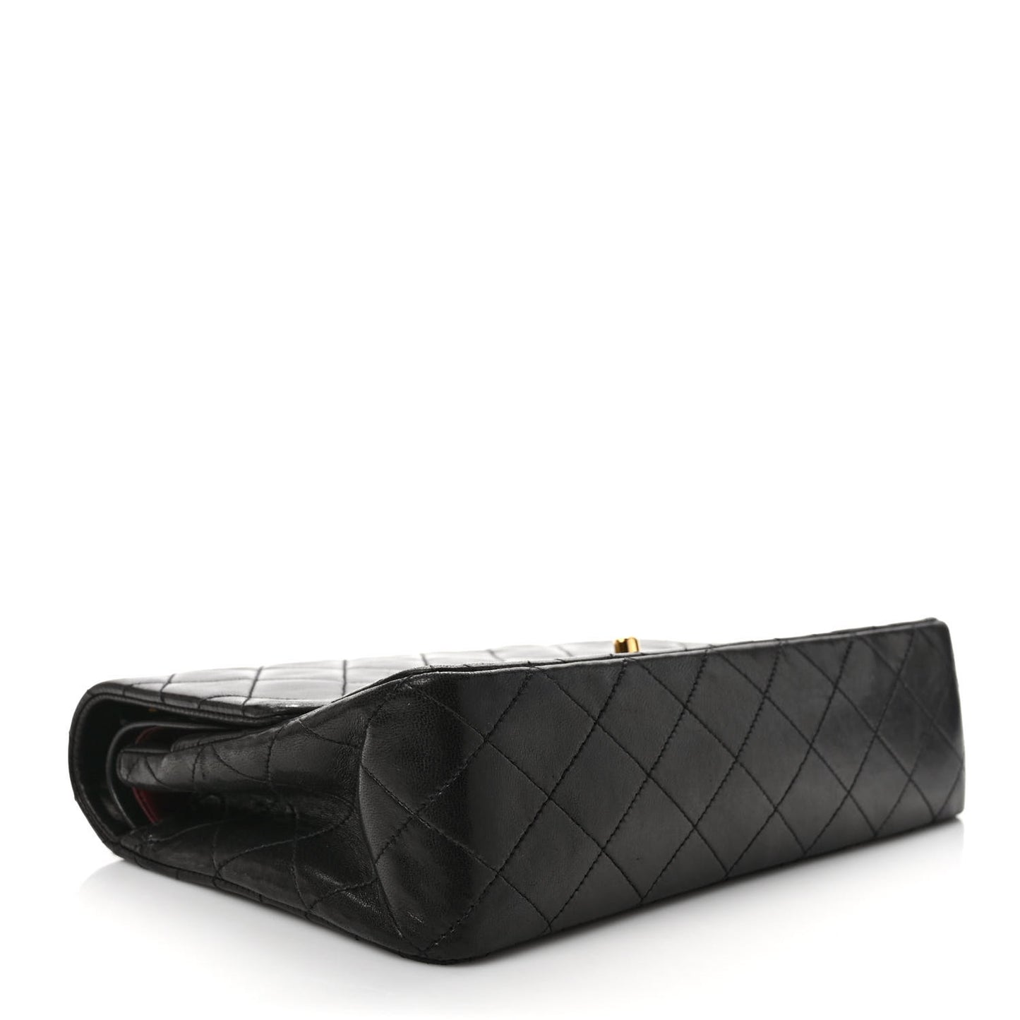 Lambskin Quilted Medium Double Flap Black