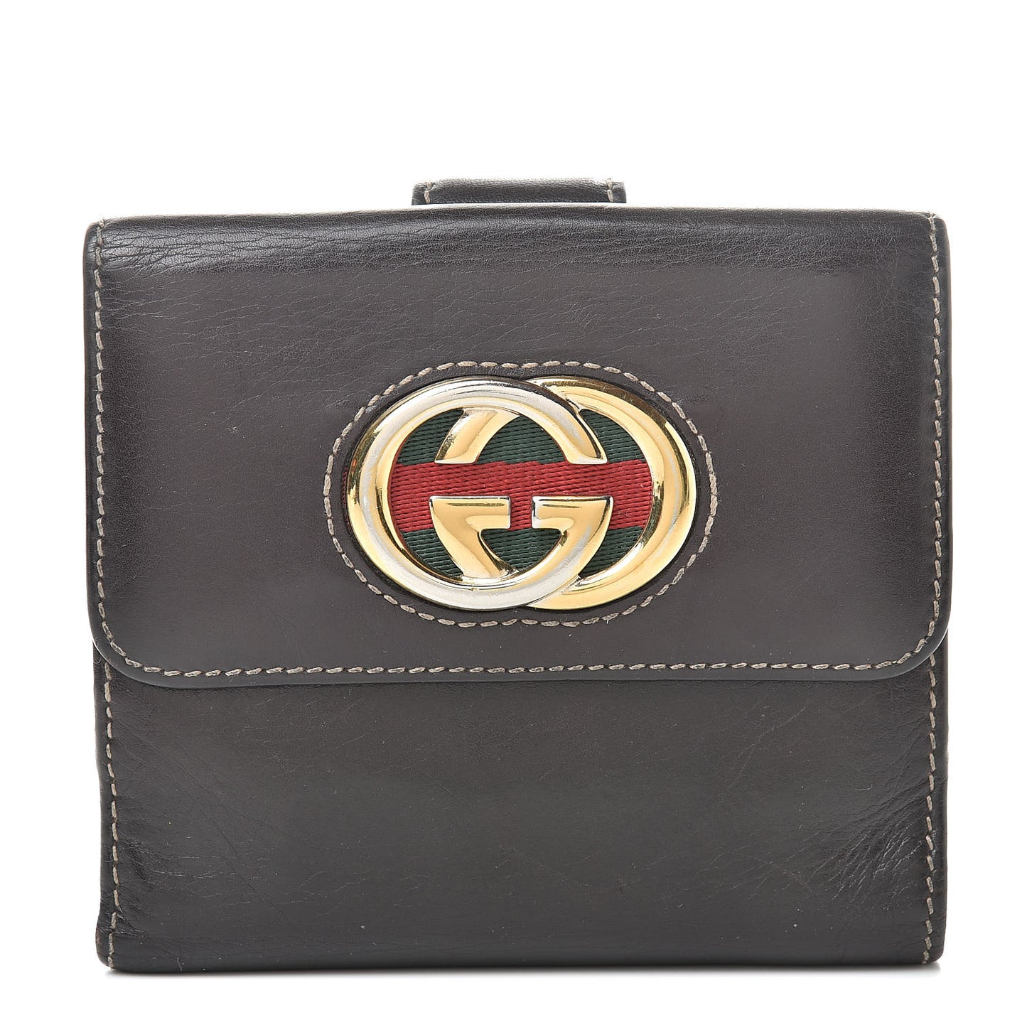 Calfskin Compact Britt Wallet Dark Brown