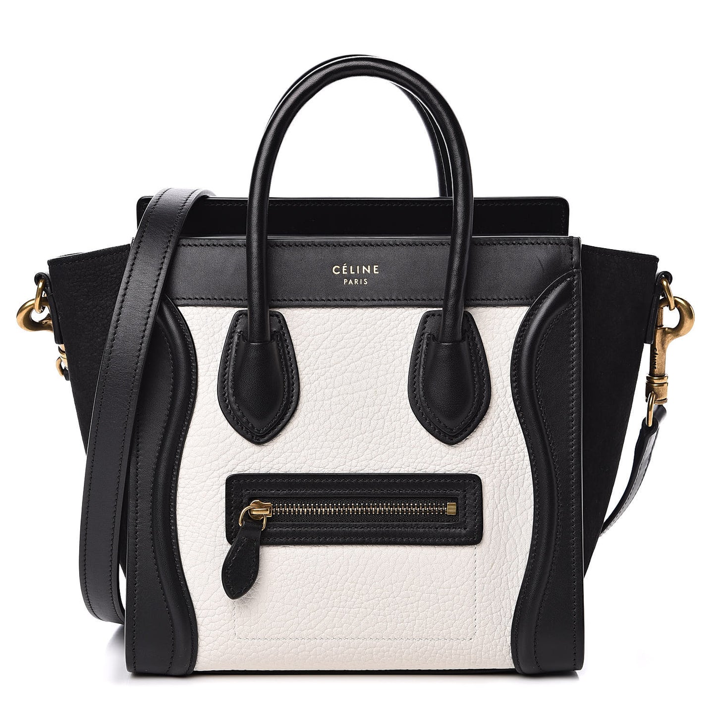 Bullhide Calfskin Nubuck Bi-Color Nano Luggage Black White
