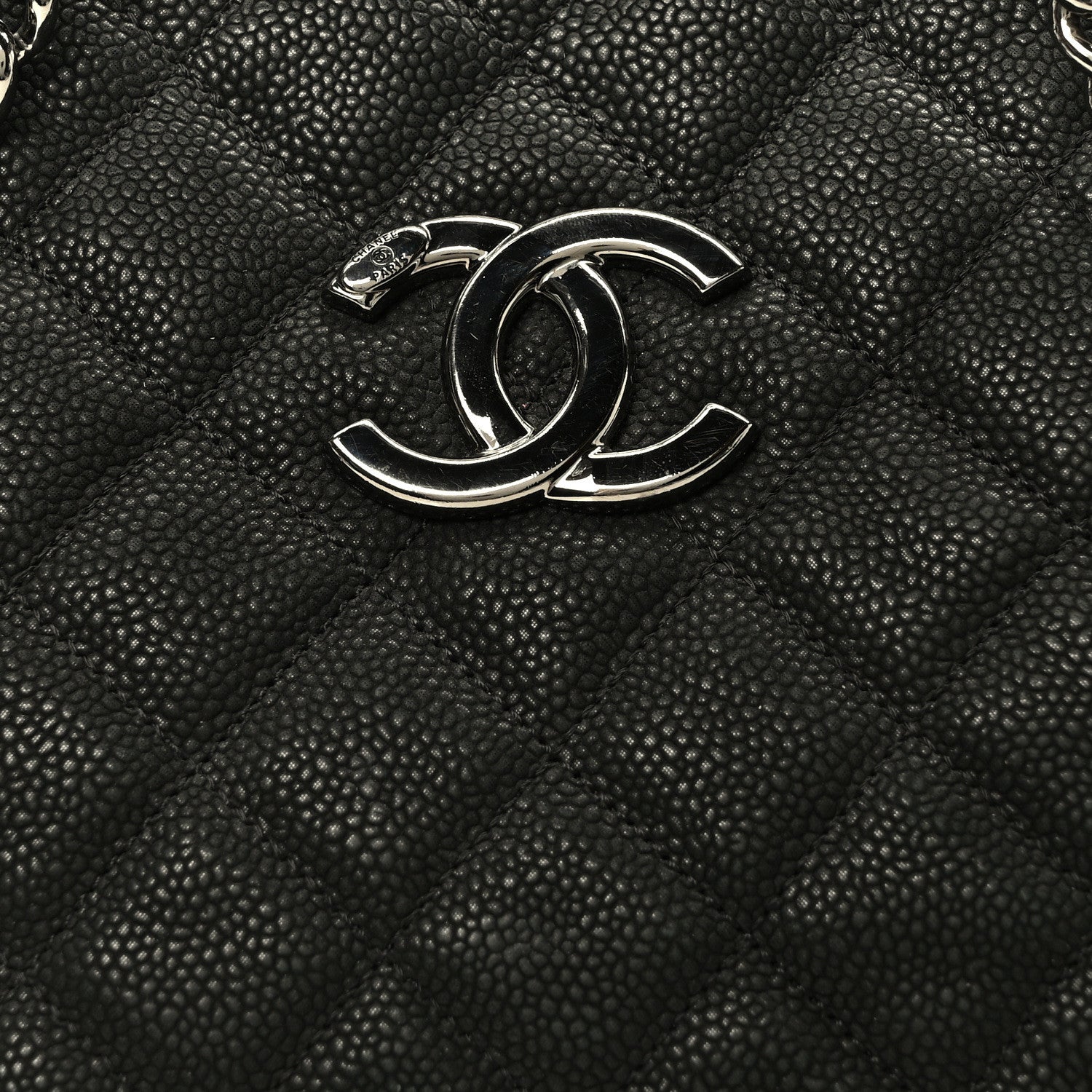 Chanel Iridescent Caviar Quilted Lady Pearly Tote Black 8 of 10