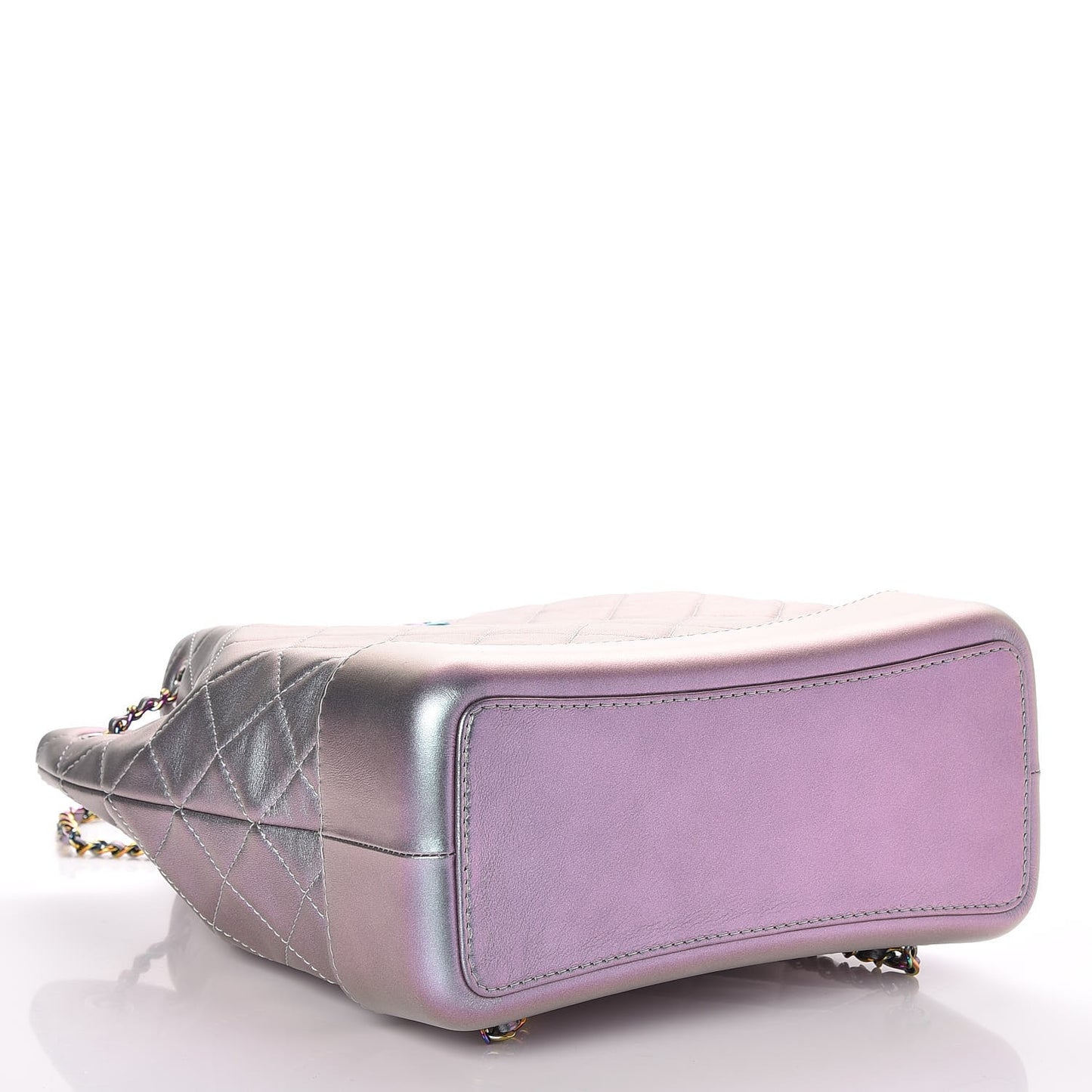 Iridescent Lambskin Calfskin Quilted Gabrielle Backpack Light Purple