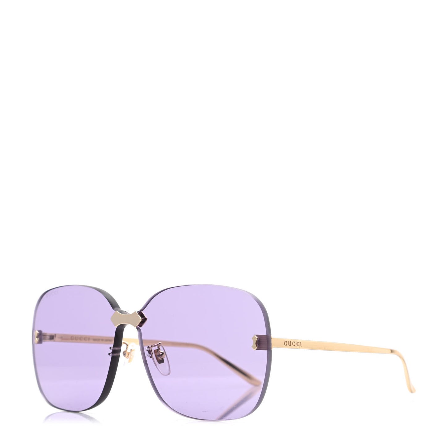 Acetate Metal Rimless Sunglasses GG0355S Gold Purple