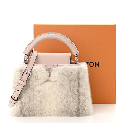 Louis Vuitton Mink Calfskin Goatskin Capucines Mini Silver Snow Grey Rosewater Pink 10 of 10