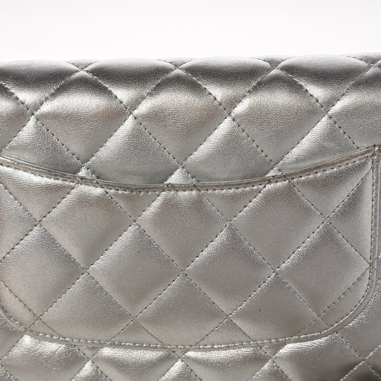 Chanel Metallic Lambskin Wallet On Chain WOC Silver 14 of 14