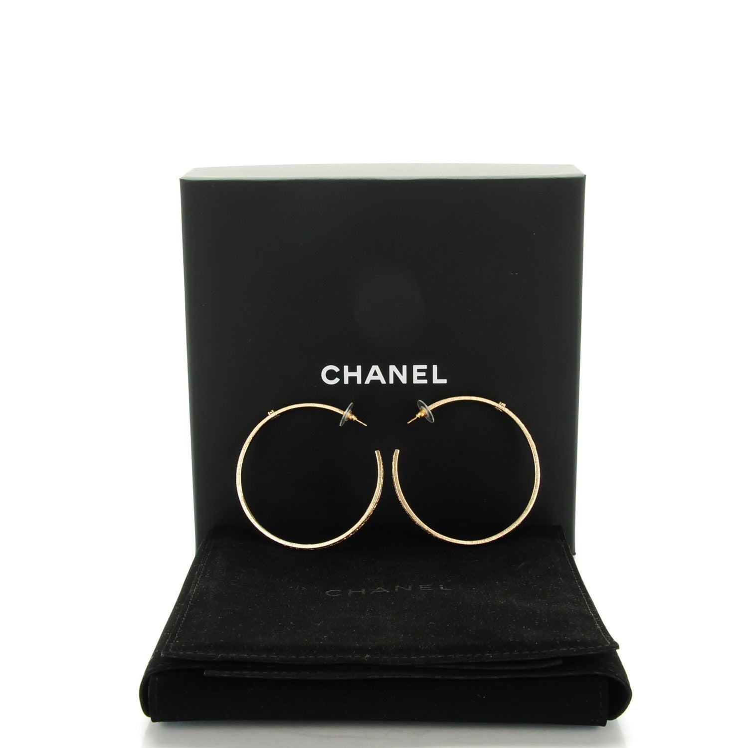 Chanel Crystal CC Hoop Earrings Gold Pale Pink 6 of 6