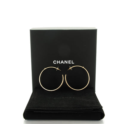 Chanel Crystal CC Hoop Earrings Gold Pale Pink 6 of 6