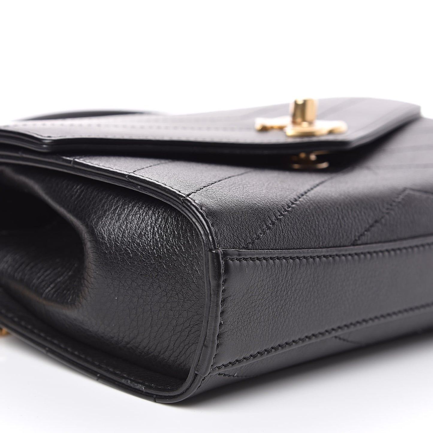 Calfskin Chevron Stitched Coco Waist Bag Black