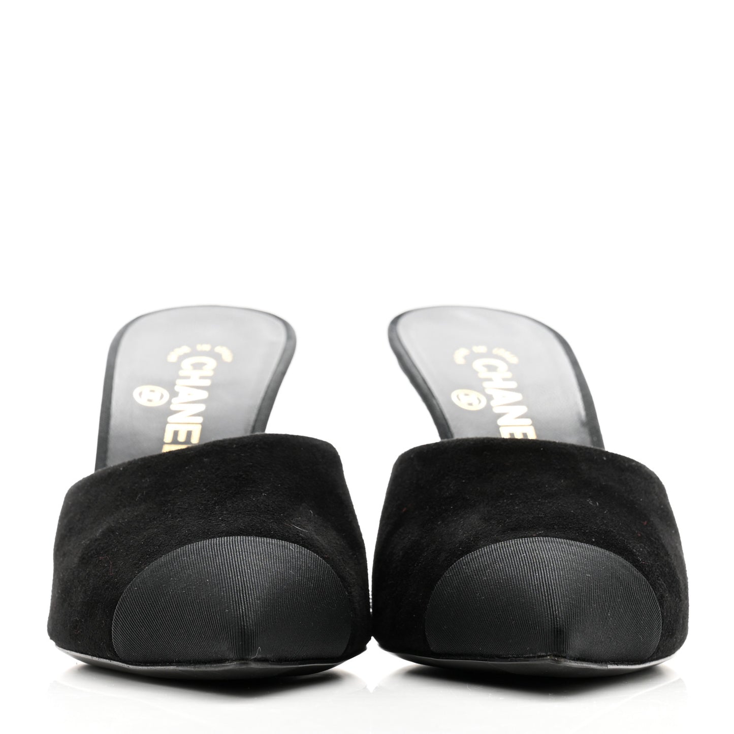 Suede Grosgrain Cap Toe Pearl Mule 39.5 Black