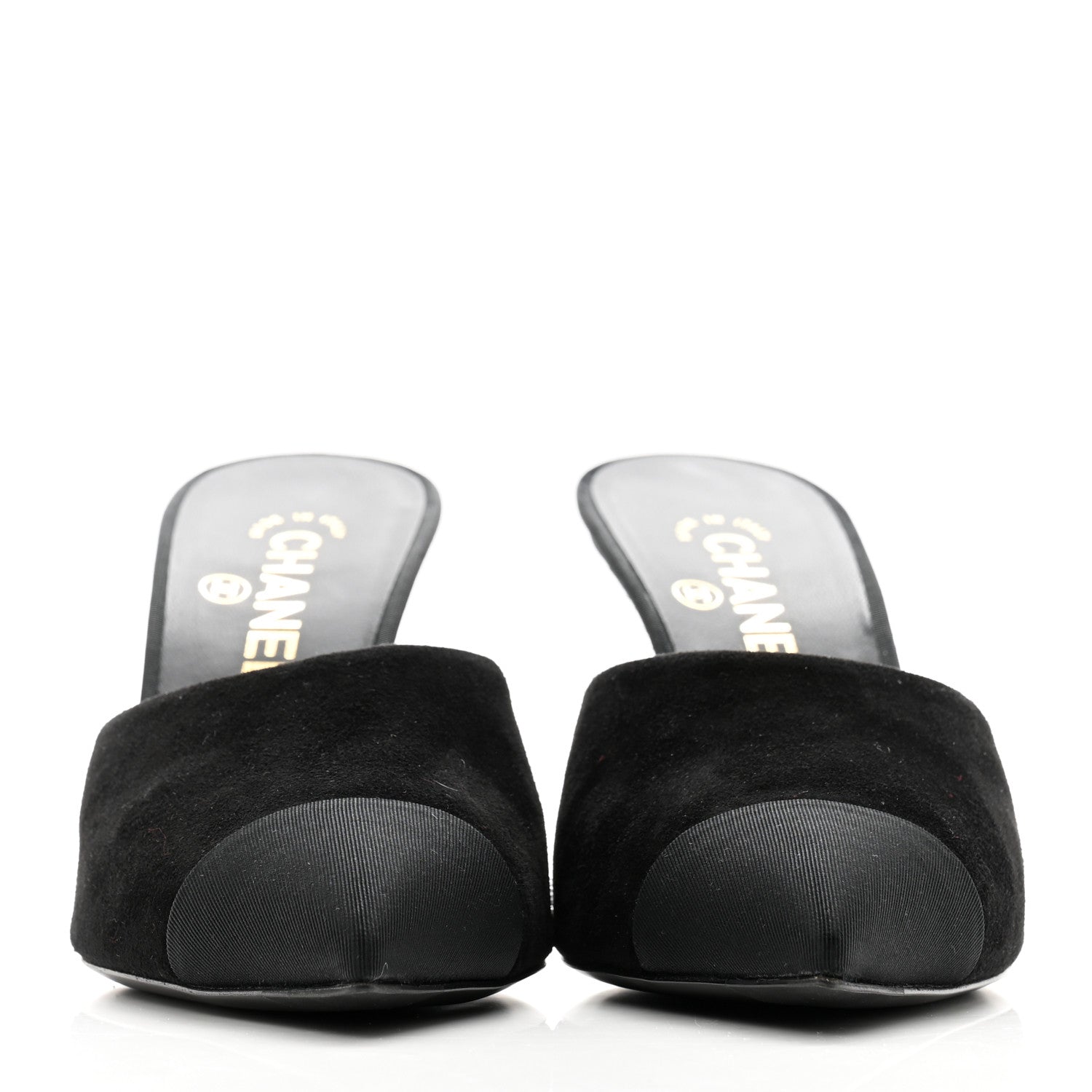 Chanel Suede Grosgrain Cap Toe Pearl Mule 39.5 Black 2 of 10