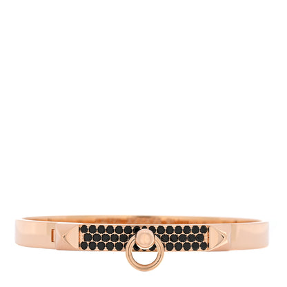 Hermes 18K Rose Gold Black Spinel PM Collier de Chien Bracelet SH 1 of 3